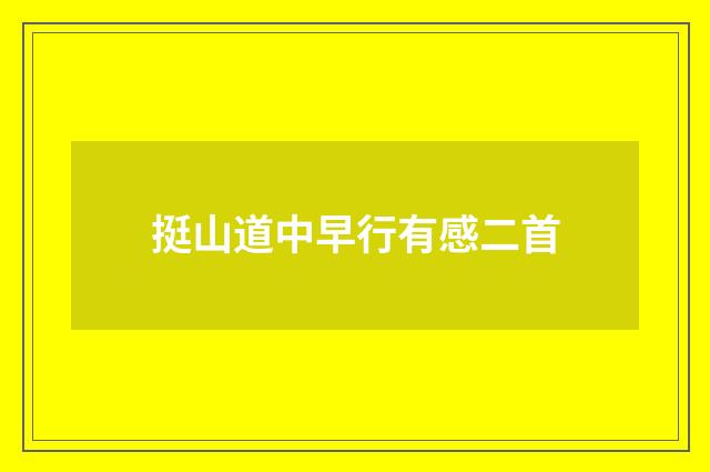 挺山道中早行有感二首