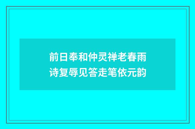 前日奉和仲灵禅老春雨诗复辱见答走笔依元韵