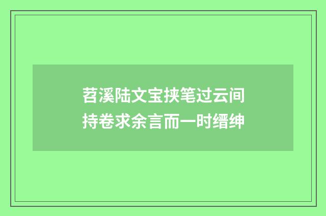 苕溪陆文宝挟笔过云间持卷求余言而一时缙绅