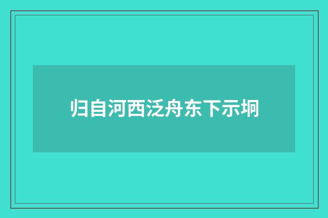 归自河西泛舟东下示坰