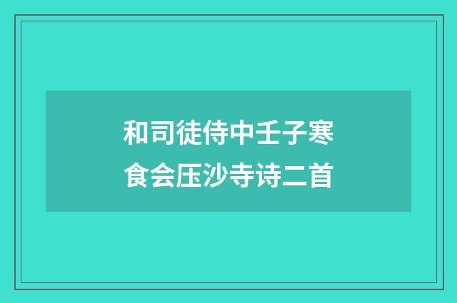 和司徒侍中壬子寒食会压沙寺诗二首
