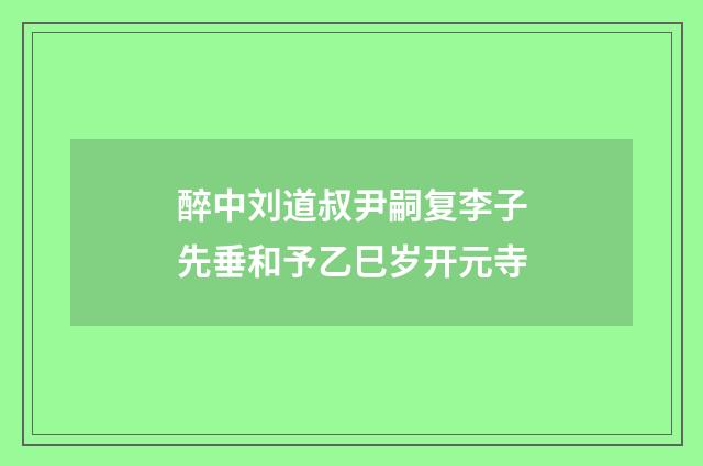 醉中刘道叔尹嗣复李子先垂和予乙巳岁开元寺