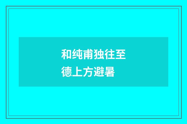 和纯甫独往至德上方避暑