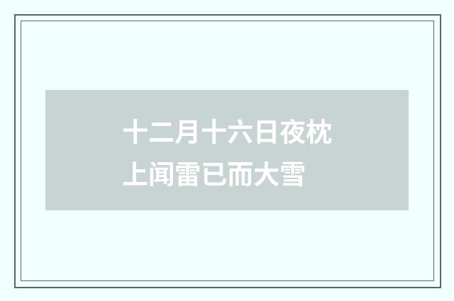 十二月十六日夜枕上闻雷已而大雪