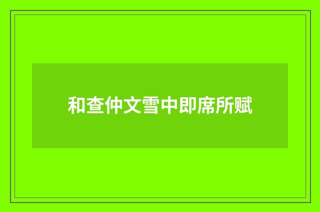 和查仲文雪中即席所赋