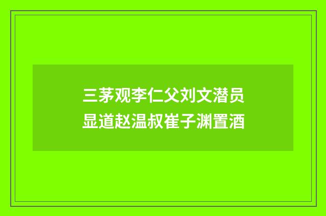 三茅观李仁父刘文潜员显道赵温叔崔子渊置酒