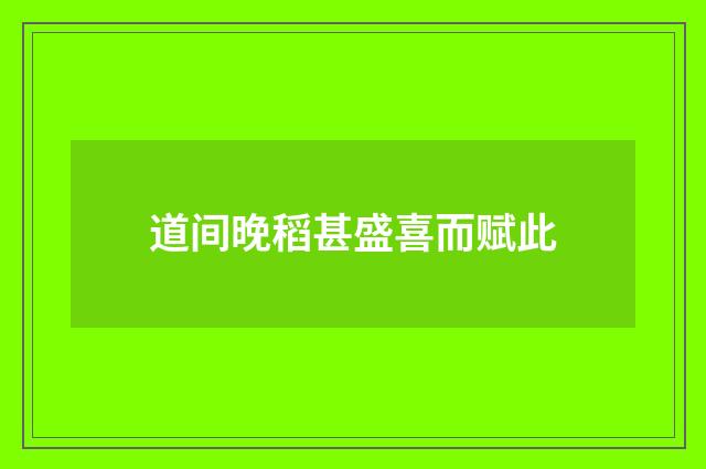 道间晚稻甚盛喜而赋此
