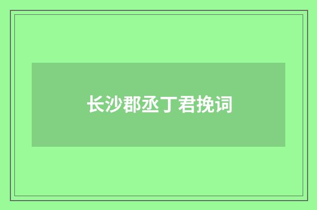 长沙郡丞丁君挽词