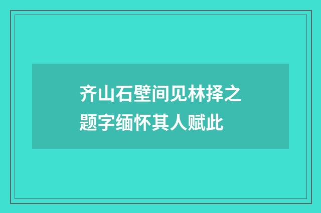 齐山石壁间见林择之题字缅怀其人赋此