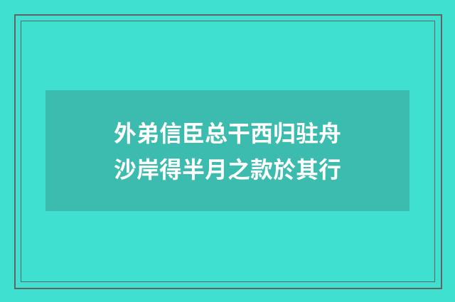 外弟信臣总干西归驻舟沙岸得半月之款於其行