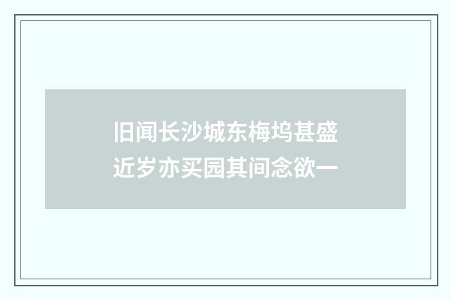 旧闻长沙城东梅坞甚盛近岁亦买园其间念欲一