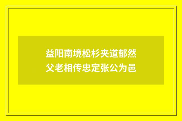 益阳南境松杉夹道郁然父老相传忠定张公为邑