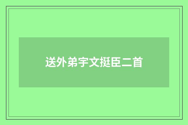 送外弟宇文挺臣二首