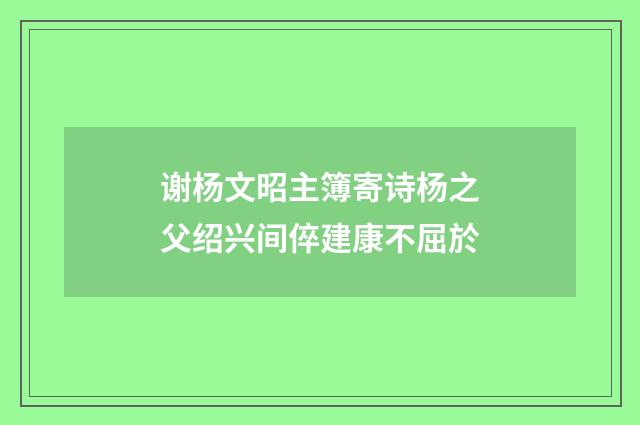 谢杨文昭主簿寄诗杨之父绍兴间倅建康不屈於