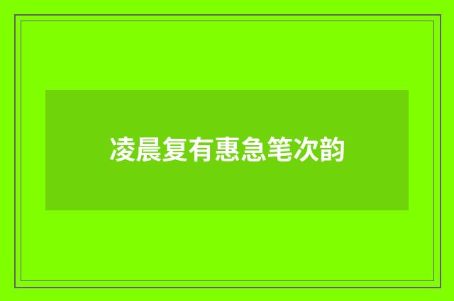 凌晨复有惠急笔次韵
