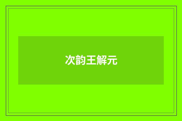 次韵王解元