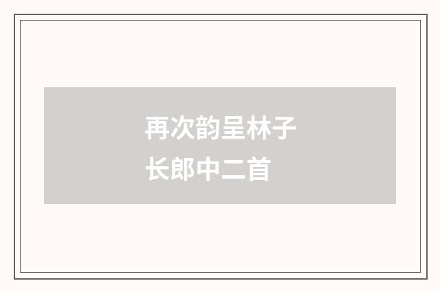 再次韵呈林子长郎中二首