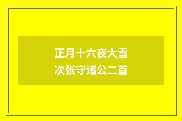 正月十六夜大雪次张守诸公二首
