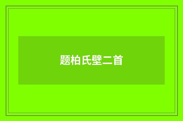 题柏氏壁二首