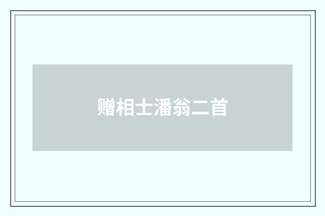 赠相士潘翁二首