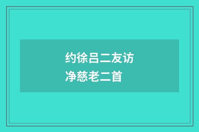 约徐吕二友访净慈老二首