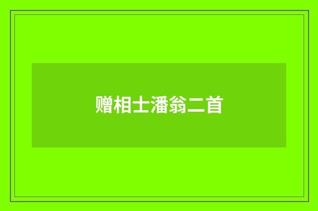 赠相士潘翁二首