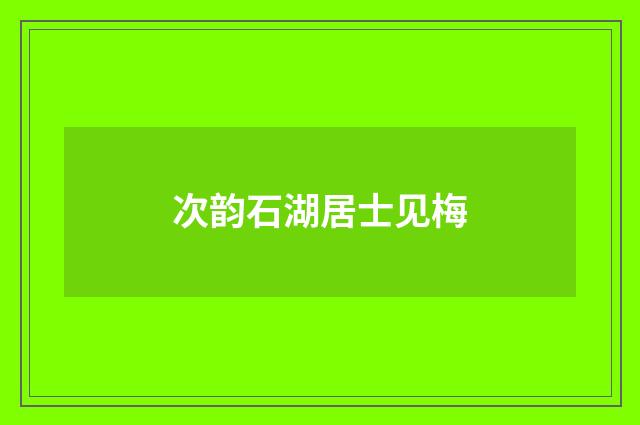 次韵石湖居士见梅