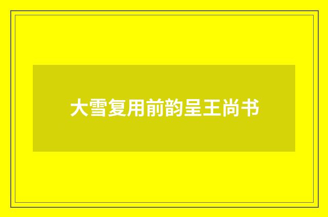大雪复用前韵呈王尚书