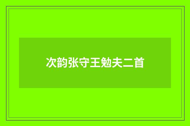 次韵张守王勉夫二首