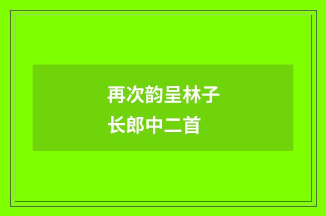 再次韵呈林子长郎中二首