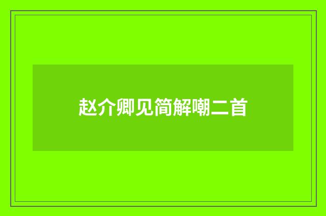 赵介卿见简解嘲二首