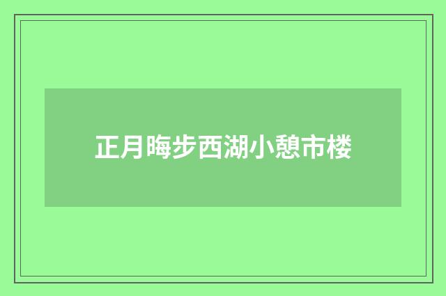 正月晦步西湖小憩市楼