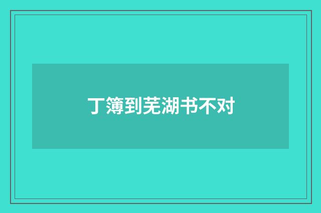 丁簿到芜湖书不对