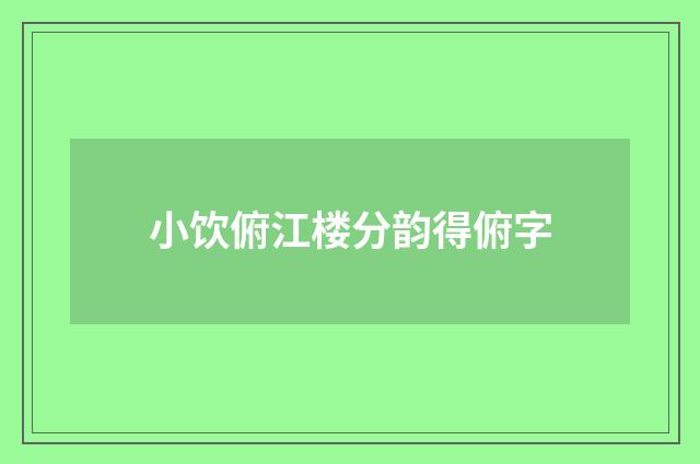 小饮俯江楼分韵得俯字