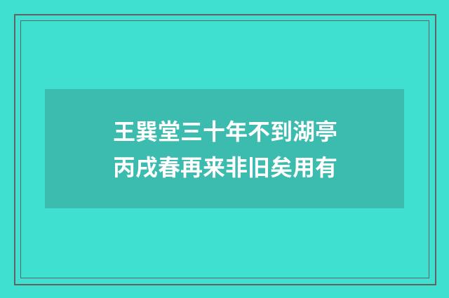 王巽堂三十年不到湖亭丙戌春再来非旧矣用有