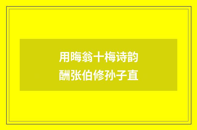 用晦翁十梅诗韵酬张伯修孙子直