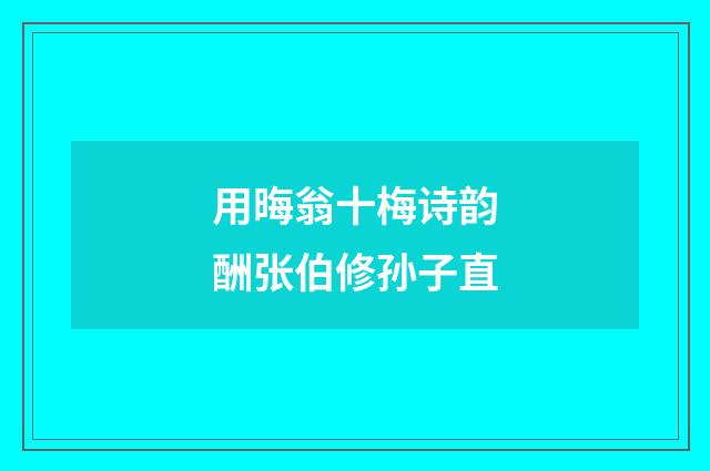 用晦翁十梅诗韵酬张伯修孙子直