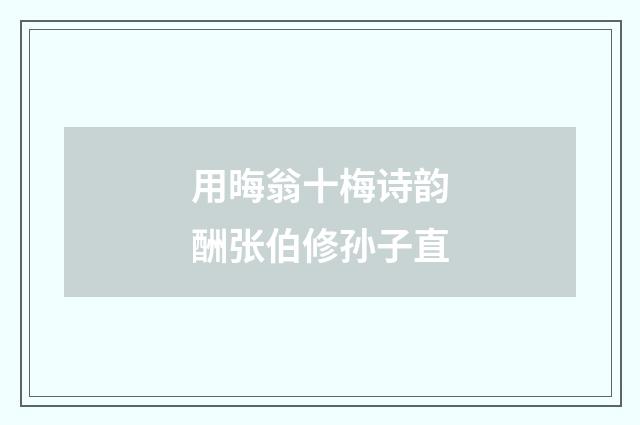 用晦翁十梅诗韵酬张伯修孙子直