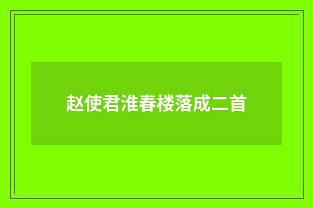 赵使君淮春楼落成二首