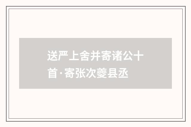 送严上舍并寄诸公十首·寄张次夔县丞