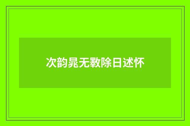 次韵晁无斁除日述怀