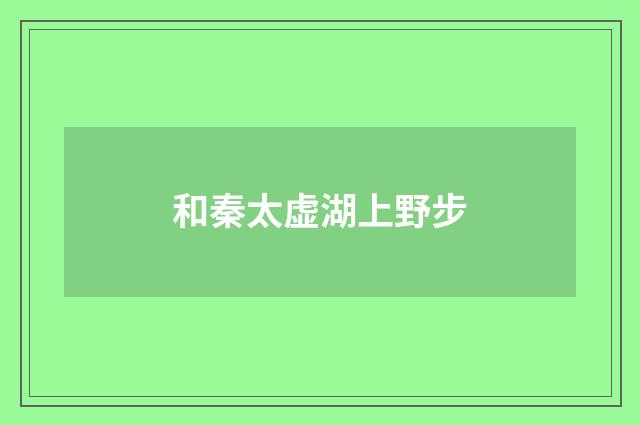 和秦太虚湖上野步