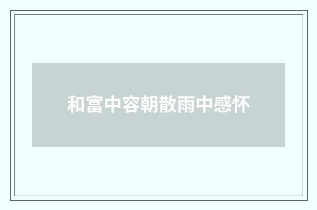 和富中容朝散雨中感怀