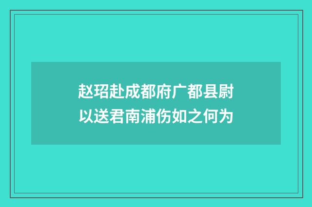 赵玿赴成都府广都县尉以送君南浦伤如之何为