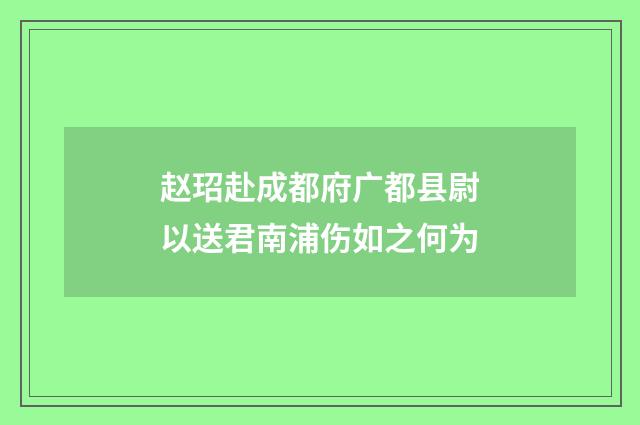 赵玿赴成都府广都县尉以送君南浦伤如之何为