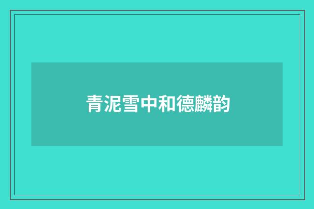 青泥雪中和德麟韵