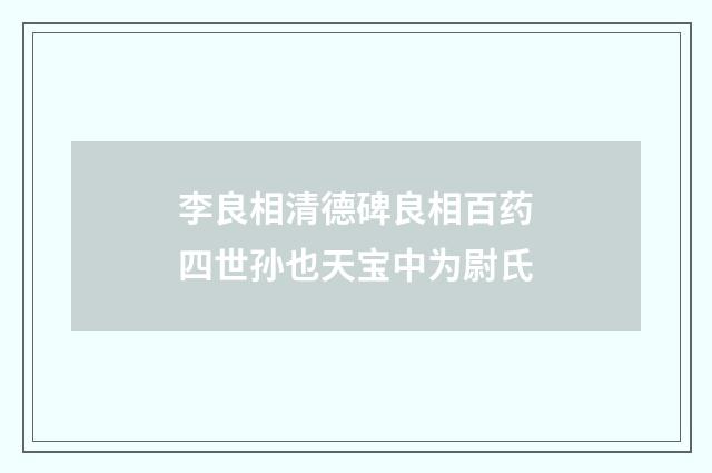 李良相清德碑良相百药四世孙也天宝中为尉氏