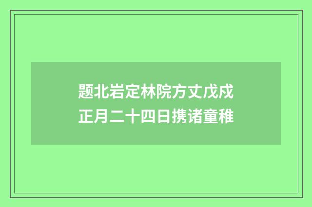 题北岩定林院方丈戊戍正月二十四日携诸童稚