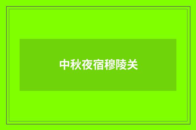中秋夜宿穆陵关