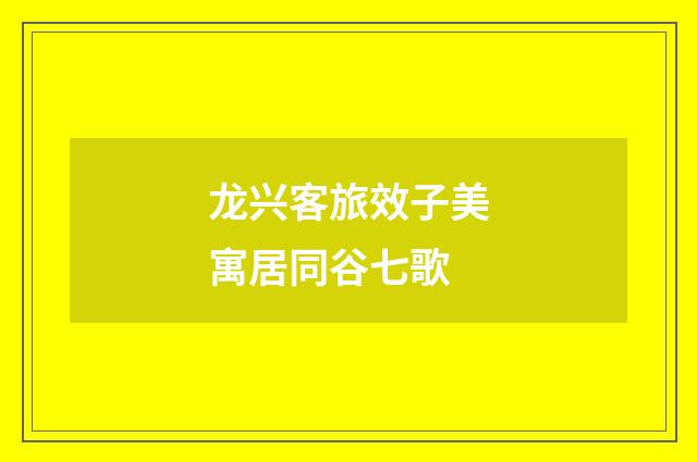 龙兴客旅效子美寓居同谷七歌